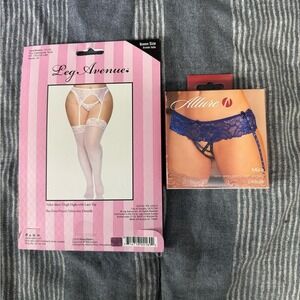Allure Blue Lace Open Panty with Garter